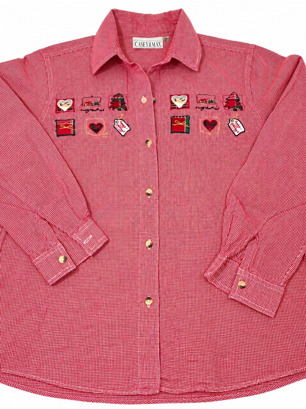 Casey & Max Red Embroidered Button-Down Shirt